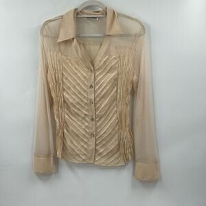 Vintage Kaelyn Max cream ballet/coquette core mesh blouse